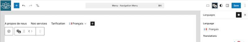 Navigation language switcher added to the secondary language