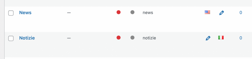 Translated categories via XLIFF