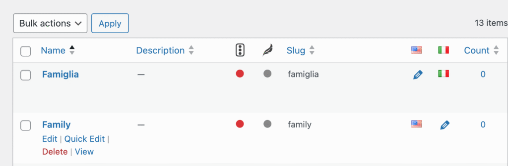 New category created included in XLIFF 