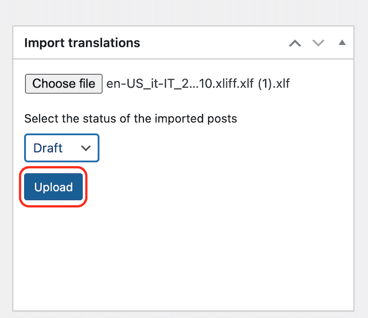 New XLIFF file upload 